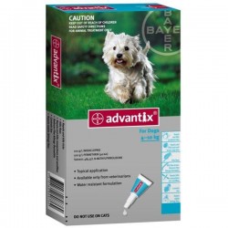Advantix Solución Spot-On Para Perros De 4 Kg Hasta 10 Kg 4 Pipetas 1 mL