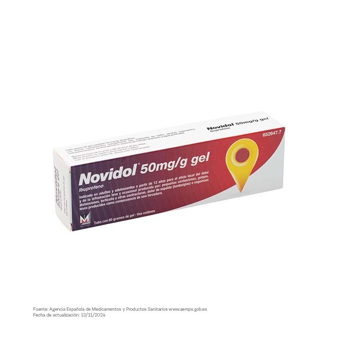 Novidol 50 mg/g Gel Cutáneo 60 g. CN: 652647.7