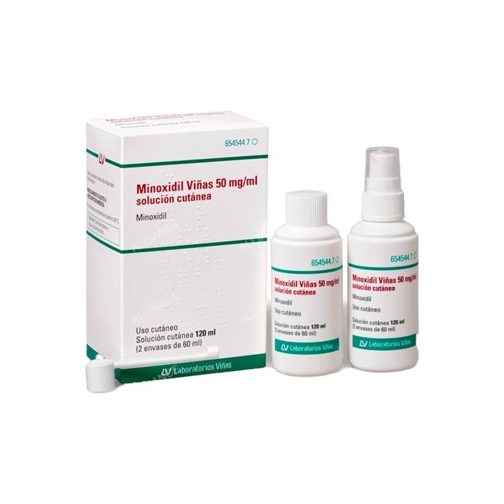 Minoxidil Viñas 50 mg/mL Solución Cutánea 2 Frascos 60 mL. CN: 654544.7