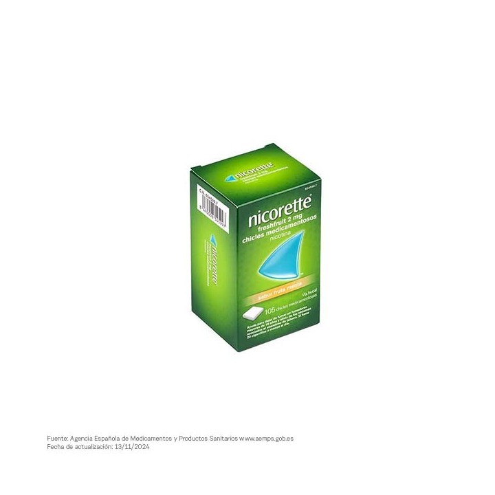 Nicorette Freshfruit 2 mg 105 Chicles Medicamentosos. CN: 654599.7