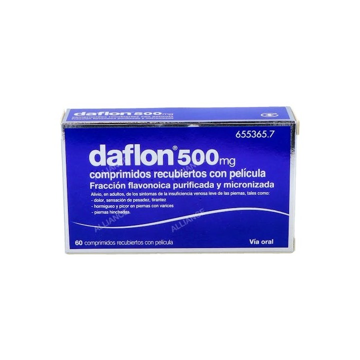 Daflon 500 mg 60 Comprimidos Recubiertos. CN: 655365.7