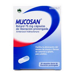 MUCOSAN RETARD 75 MG 30 CAPSULAS. de liberaión prolongada.Ambroxol hidrocloruro CN 696278.7