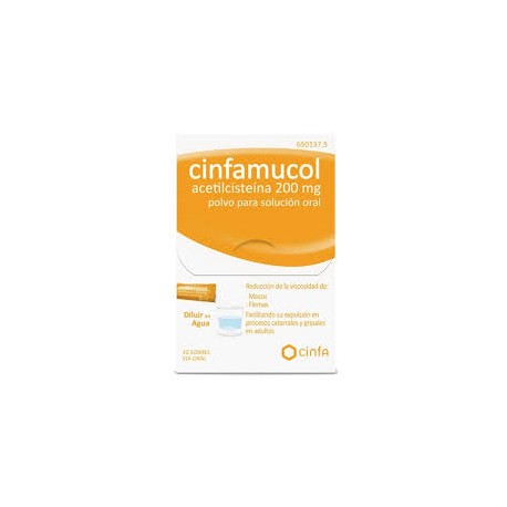 Cinfamucol Acetilcisteina 200 mg Polvo 20 sobres  solucion oral
