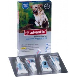 Advantix Solucion Spot-on para perros de mas de 10Kg hasta 25 Kg.Caja con 4 pipetas de 2,5 ml