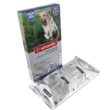 Advantix Solucion Spot-on para perros de mas de  25 Kg.Caja con 4 pipetas de 4,0 ml